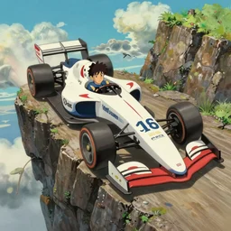 speed racer's mach 5 racing over dangerous cliffs, studio ghibli studio key hideaki anno sakimichan stanley artgerm lau rossdraws james jean marc simonetti elegant highly detailed digital painting artstation pixiv