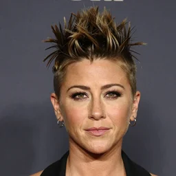 portrait of a beautiful 20-year-old Jennifer Aniston with a mohawk haircut by Mario Testino,  headshot, detailed, award winning, Sony a7R