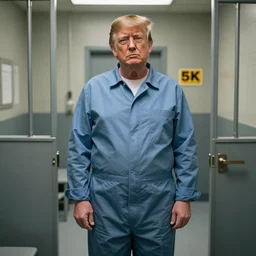 donald trump in a prison cell wearing prison jumpsuit, photography, 4k