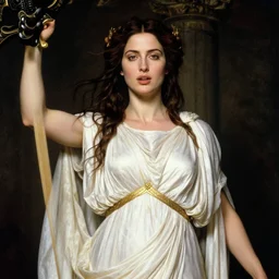 a stunning pre - raphaelite portrait of rachel weisz as the all - knowing goddess athena, wise and mirthful, 4 k aesthetic masterpiece