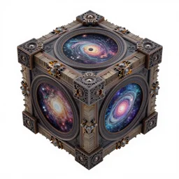 the sum total of human experience compressed into a fractal hypercube floating through the cosmos. ornate. award winning. 4 th dimension.