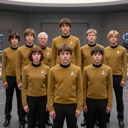 Eleven from Stranger Things, wearing a Starfleet uniform, at Starfleet Academy, film still from Star Trek Nemesis