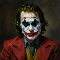 an ultra - realistic portrait painting of the joker in the style of frank frazetta. 4 k. ultra - realistic. highly detailed. dark fantasy. epic lighting.