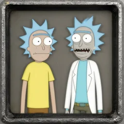tintype photo of rick and morty