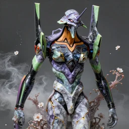 realistic 8k digital painting of a stunning intricate cracked multicolored milky marble Evangelion Devil Queen character design Bernini Sculpture. Kintsugi. Gold lining in cracks. by Daytoner, Greg Tocchini, Yoshitaka Amano. sentient mycelium and misty xparticles. Scattered Cherry blossoms Hyperrealism. Subsurface scattering. Octane Render