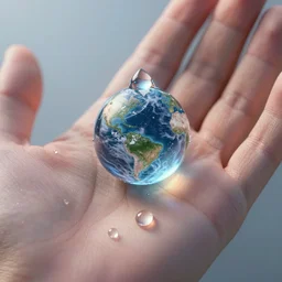 drops of dew in the hand of god, within every dewdrop a world of struggle, fantasy intricate elegant under, lush volumetric lighting 3 d modelling