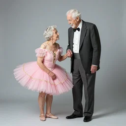 an old grandpa grandma wearing a pink tutu by john harris