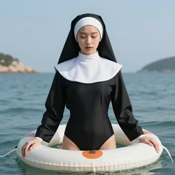 a nun in a swimsuit that wants to save your life and your soul —ar 4:5