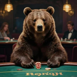portrait of bear gambling in the club by beksinski, wonderful masterpiece by thomas kinkade, beautiful cinematic light, by beeple, jessica rossier