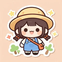 die cut sticker of anime chibi kawaii cute vacation love