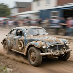 street photography by saul leiter and fred herzog and william eggleston, award winning photo of an ultra detailed intricate dirty vintage ford car speeding very fast on mud, fast shutter speed, motion blur, tiny gaussian blur, highly detailed, highly intricate, depth of field, trending on top gear