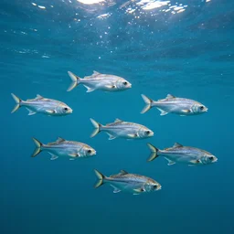 fishes levitating above the sea