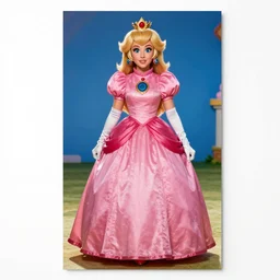still of demi lovato as princess peach in a real life mario movie, canon eos c 3 0 0, ƒ 1. 8, 3 5 mm, 8 k, medium - format print, full body shot