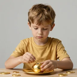 A boy made out of gold, photorealistic, 4k