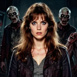 movie poster of Daria Strokous staring in a 1980 horror movie, zombie themed, by artgerm and greg rutkowski