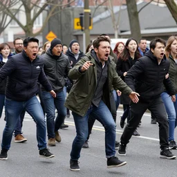 people fleeing in panic