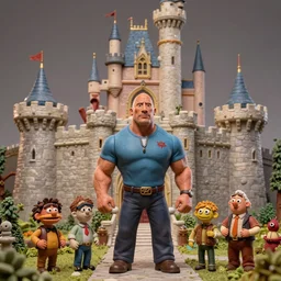 medium format photograph of a dwayne johnson claymation action figure in a fantasy castle, detailed, by erwin olaf, joop geesink, wes anderson, jim henson, brian froud, breathtaking, 8 k resolution, beautiful lighting, studio light, extremely detailed, establishing shot, realistic materials, hasselblad, hyperrealistic