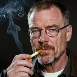 a photo of walter white smoking meth, portrait, ektachrome, closeup, f / 2. 8