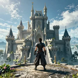Final Fantasy Dragoon on top of a castle, unreal 5, stunning, high detail, n- 4