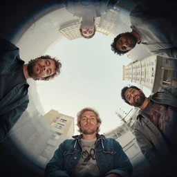 Jeff Tweedy, Greg Rutkowski, Zabrocki, Karlkka, Jayison Devadas, trending on Artstation, 8K, ultra wide angle, zenith view, pincushion lens effect