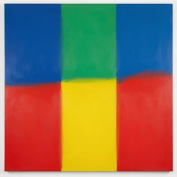 decorative by ian davenport. the sculpture uses a bold colors to create powerful abstract art. it is composed of three large fields of color which are separated by thin vertical lines. colors are applied in thick, luscious brushstrokes, creating a sense of movement & energy. the overall effect is one of vibrancy & life.