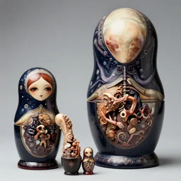 xenomorph nesting dolls, by h. r. giger and tony sandoval.