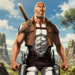 Dwayne Johnson as a Titan from Attack of Titan