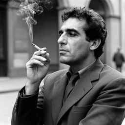 mastroianni smoking a cigarette milan 1 9 8 6 portrait monochrome relaxed expression by kodak film