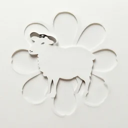 cut - outs of sheep making a flower