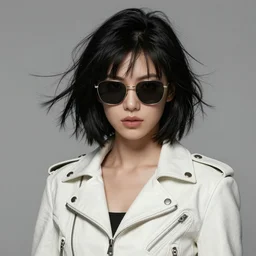 gorgeous short messy black hair woman wearing sunglasses and a white leather jacket!! fire emblem, art by artgerm and greg rutkowski and magali villeneuve, portrait, d & d, fantasy, highly detailed, digital painting, trending on artstation, concept art, sharp focus, illustration