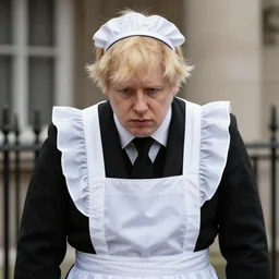 a maid costume worn by depressed boris johnson