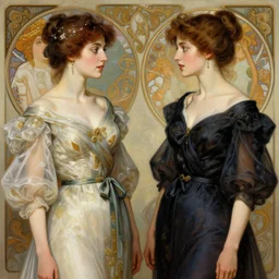 two women talking, contemporary wardrobe, ultra realistic illustration, intricate, elegant, highly detailed, digital painting, ny, artstation, concept art, smooth, sharp focus, illustration, art by artgerm and greg rutkowski and alphonse mucha
