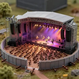 ant rock band concert in miniature stadium for ants, full of ants, seen with a sigma 7 0 mm f _ 2. 8 macro lens, cinema 4 d, cinematic, greg rutkowski, trend