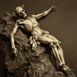vintage photo of the demise of Christ. gaunt skeletal remains. high detail. 8k super resolution.
