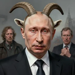 vladimir putin, anthropomorphic bald prehistoric goat, vladimir putin hybrid, toothless, horror, macabre by donato giancola and greg rutkowski and wayne barlow and zdzisław beksinski, realistic face, digital art