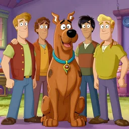 scooby doo in the style of android jones, alex grey, chris dyer, and aaron brooks