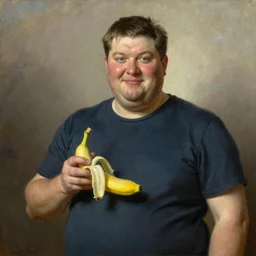 oil painting of fat Ted Cruz holding a banana, Dutch masters, high quality
