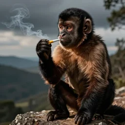 a capuchin that looks like tony montana snorting cocaine