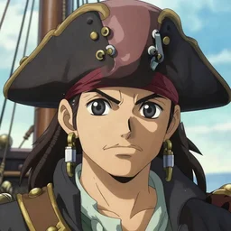 A high fantasy anime pirate captain on a ship, by Peter Mohrbacher and Craig Mullins, face close up, official media, beautiful, detailed, high quality, wallpaper 4K, epic, trending on artstation and behance, dynamic lightning