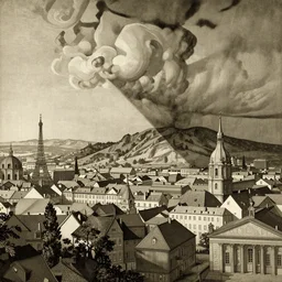 a cityscape by albrecht durer, muted colors