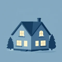 a small suburban house, dusty blue, at christmas. clean cel shaded vector art. shutterstock. behance hd by lois van baarle, artgerm, helen huang, by makoto shinkai and ilya kuvshinov, rossdraws, illustration, art by ilya kuvshinov