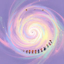 a dreamy otherworldly 3 d render of fractal spiral into the sky, pixiv fanbox, dramatic lighting, maximalist pastel color palette, splatter paint, pixar and disney exploded - view drawing, graphic novel by fiona staples and dustin nguyen, peter elson, alan bean, wangechi mutu, clean cel shaded vector art, trending on artstation