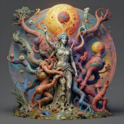 the dream of creation, metaphysical art, fantasy, surrealism, zbrush, unreal engine, vibrant, detailed, by banksy, anton fadeev, and tim doyle