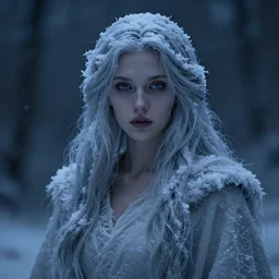 goddess of winter. portrait cold atmospheric lighting. fantasy concept art by greg rutkowski.
