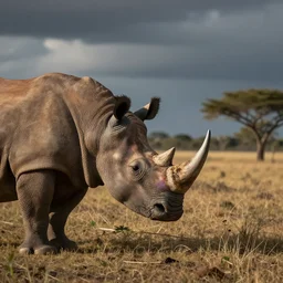 side profile of rainbow rhino