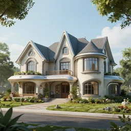 colonial style home, suburb, ultra futuristic, future, highly detailed