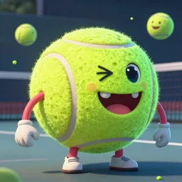 a tennis ball monster ,tennis ball, colorful, back to the future, digital art, fantasy, magic, trending on artstation, ultra detailed, professional illustration by Basil Gogos