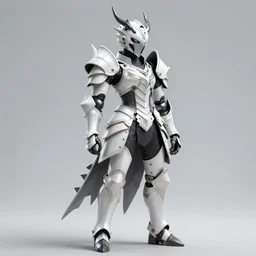 Character Concept art of a female in white and black knight dragon armor. By artstation trending, cgsociety. Highly detailed
