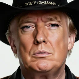 dolce & gabbana campaign featuring donald trump as a cowgirl, long eyeslashes, huge juicy lips, big seductive eyes, unprocessed colors, # nofilter, shot by annie leibovitz, realistic vfx simulation