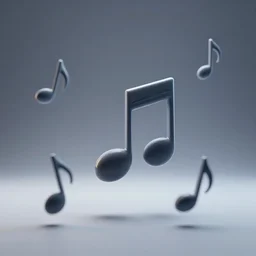 3D musical notes floating in liminal space